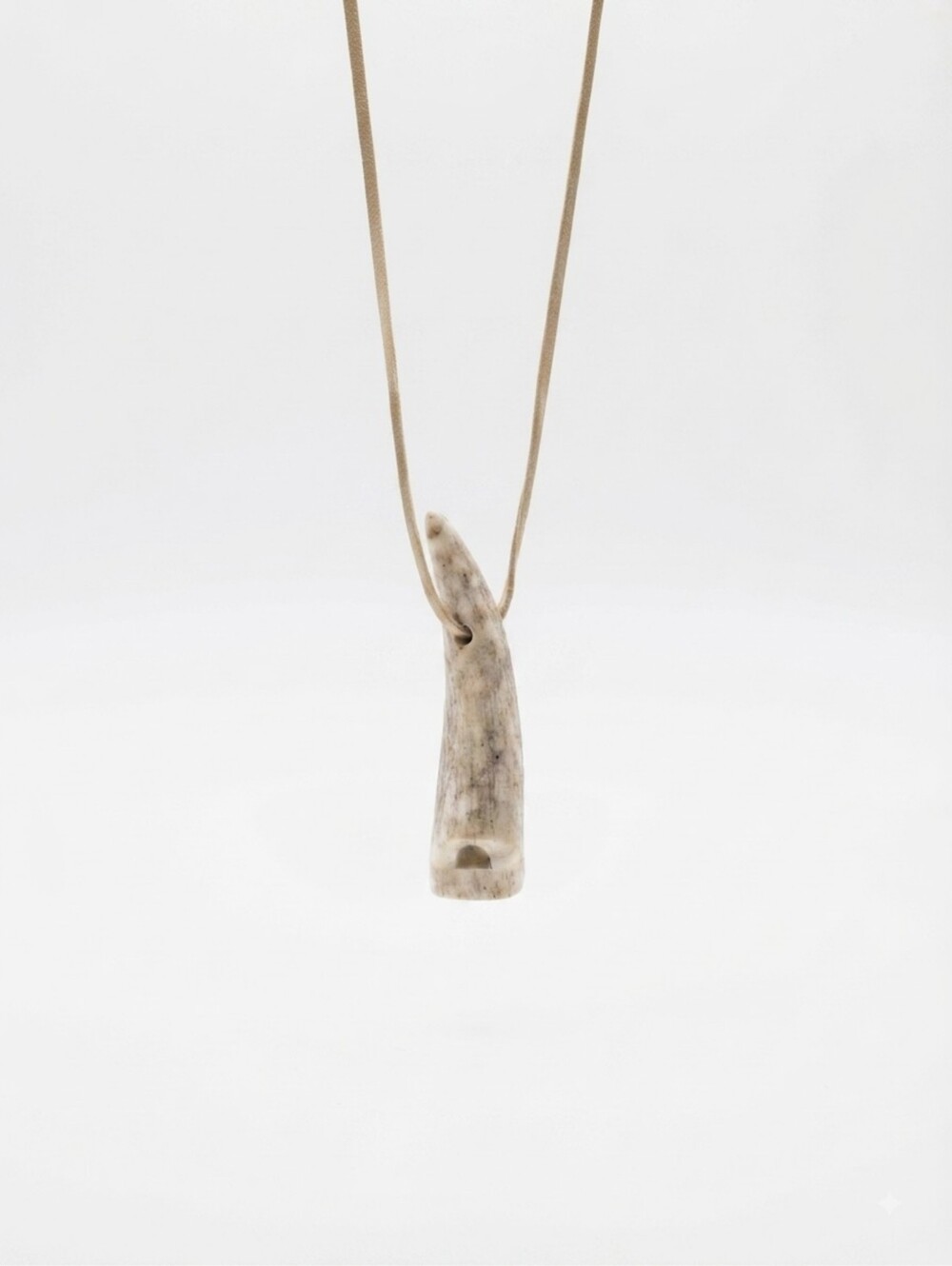 Hand Carved Natural Antler Whistle Pendant Necklace Rustic Boho Outdoor